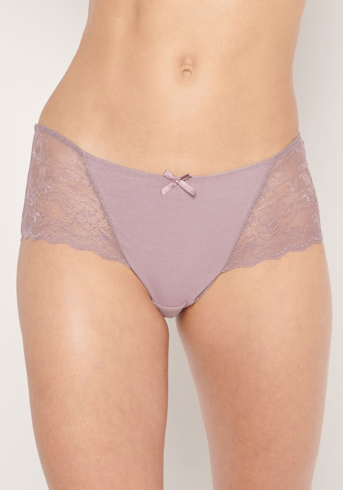 Pack 3 Pantaleta Algodón Elasticado Encaje Lavanda