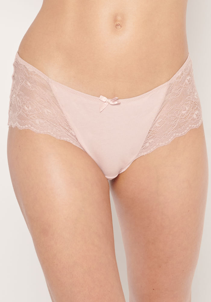 Pack 3 Pantaleta Algodón Elasticado Encaje Rosado