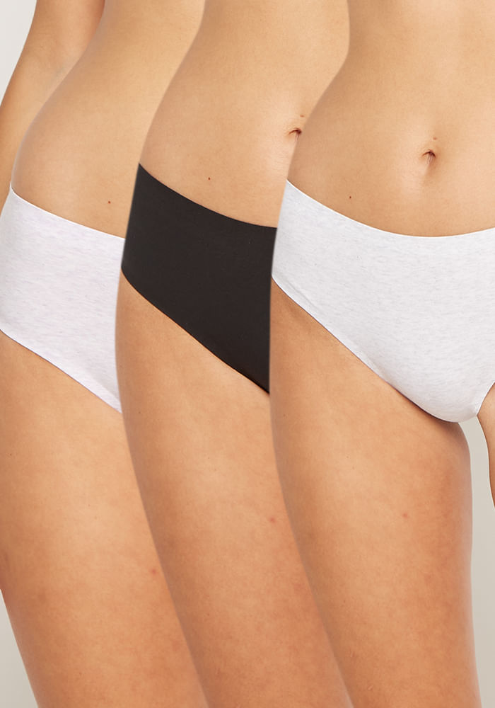 Pack 3 Culotte Algodón Elasticado Lavanda Melange